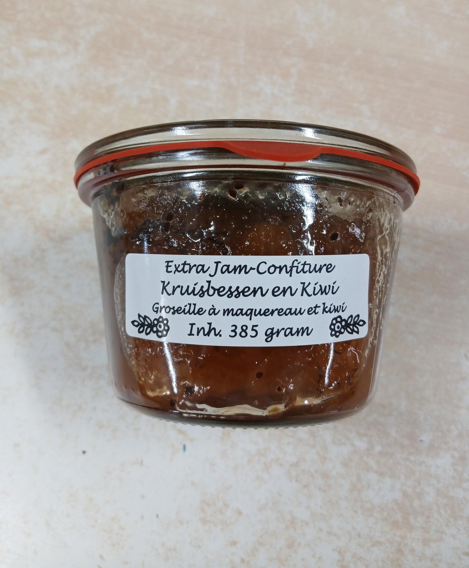 Kruisbesen en kiwi jam 385 gram